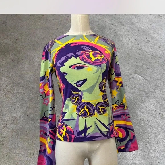 Custo Barcelona/ Hayes Y2K Euro Graphic Top - Picture 2 of 3